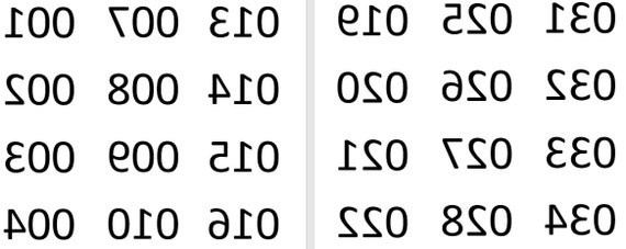 Mirror Image Reverse Backwards Numbers 1 180 By 