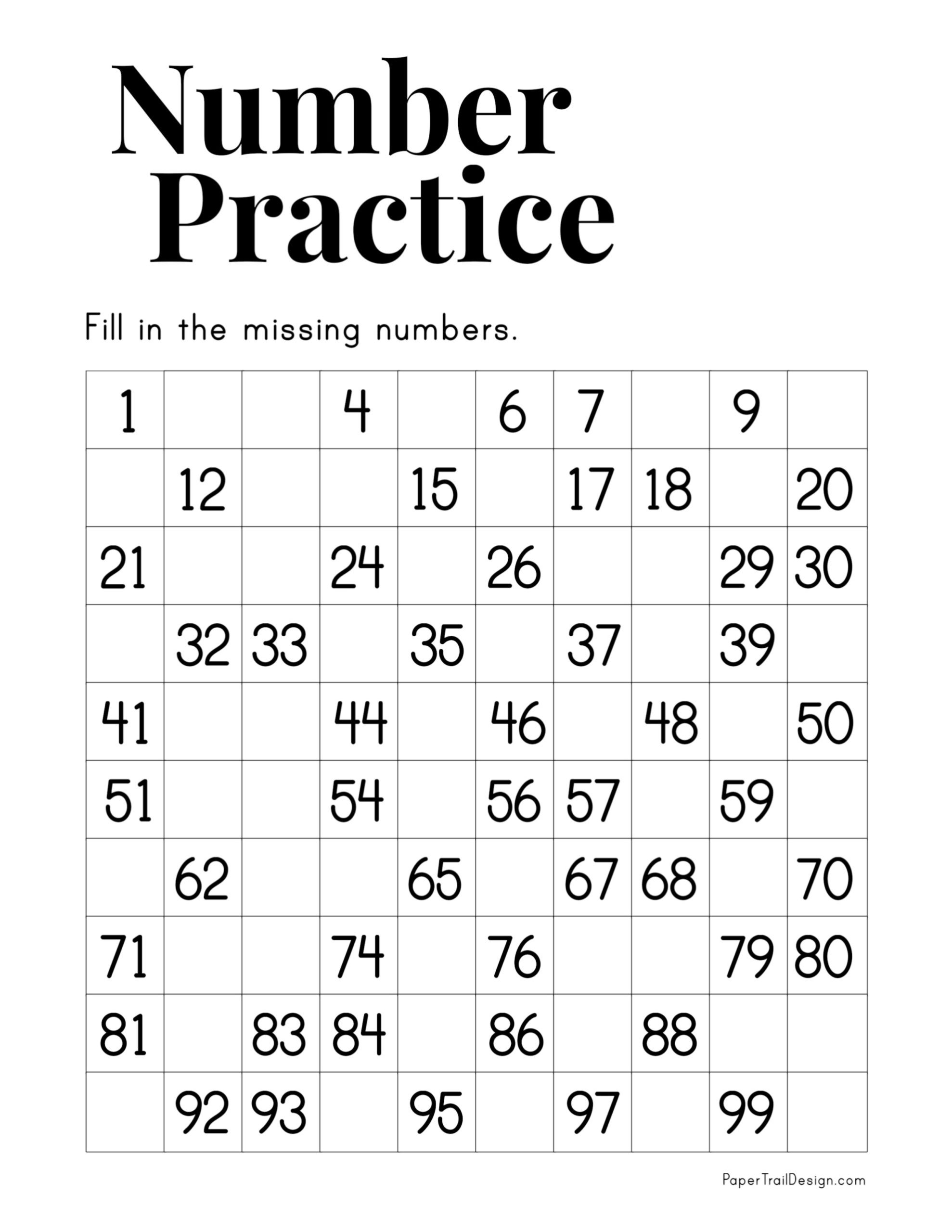 Missing Numbers Worksheet 1 100 Paper Trail Design Missing Numbers Worksheet 1 100 Paper Trail Design