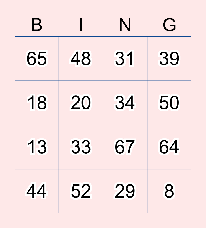 Number Bingo 1 100 Bingo Card