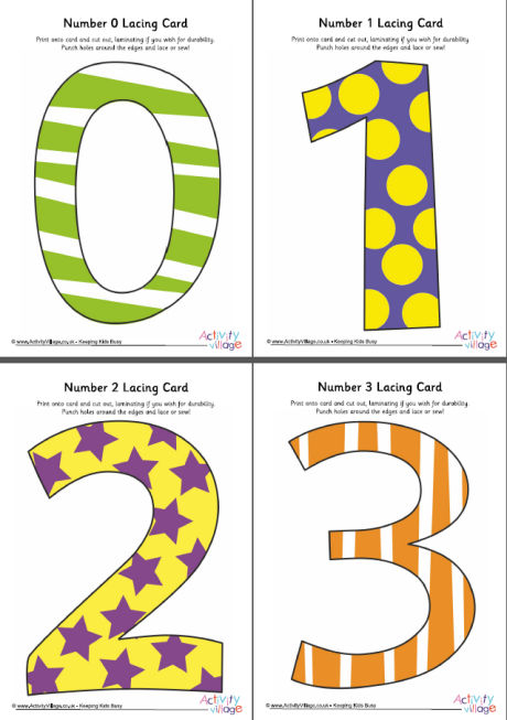 Number Lacing Cards 0 To 9