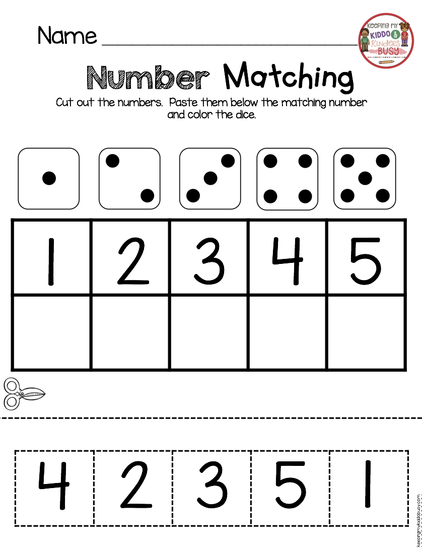 NUMBER MATCHING Back To School In Kindergarten Worksheet NUMBER MATCHING Back To School In Kindergarten Worksheet