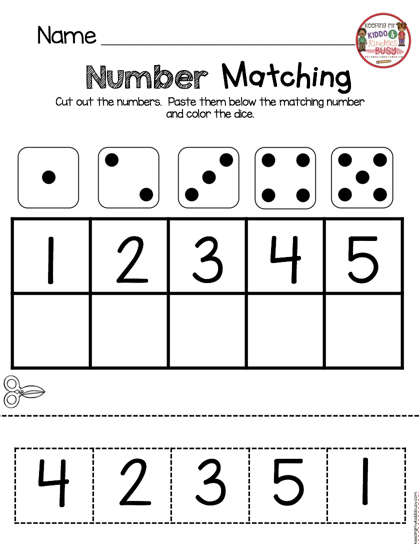 NUMBER MATCHING Back To School In Kindergarten Worksheet 