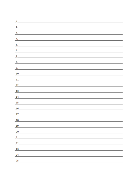 Numbered Lined Paper Template Printable PDF Form Numbered Lined Paper Template Printable PDF Form