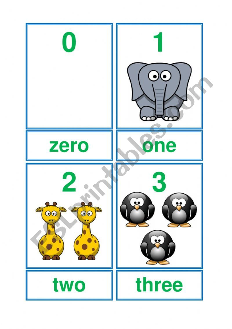 Numbers 0 10 Flashcards ESL Worksheet By Limeth