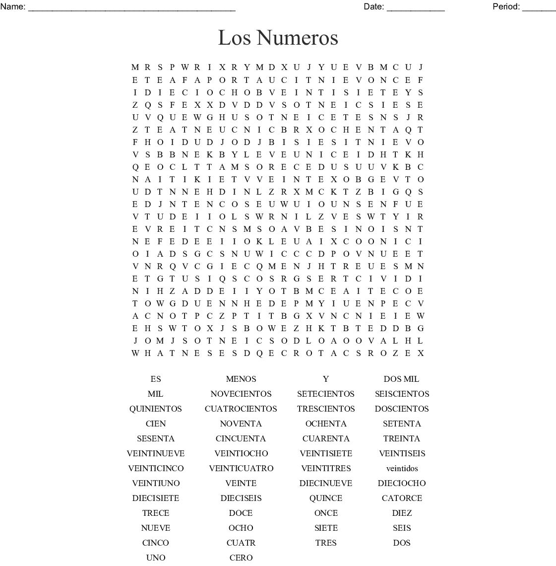 Numbers 1 20 Word Search Wordmint Word Search Printable