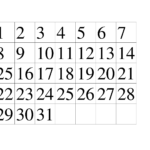 Numbers 1 31 To Print Free Calendar Template