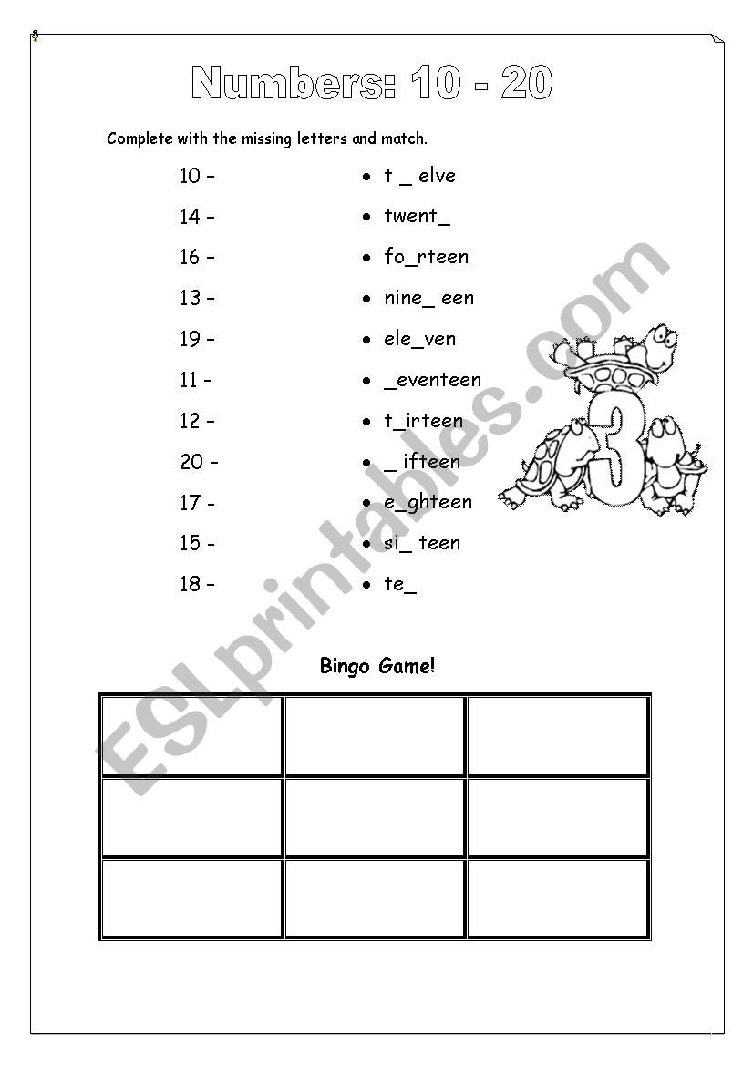 Numbers 10 20 ESL Worksheet By Monialex81 Numbers 10 20 ESL Worksheet By Monialex81