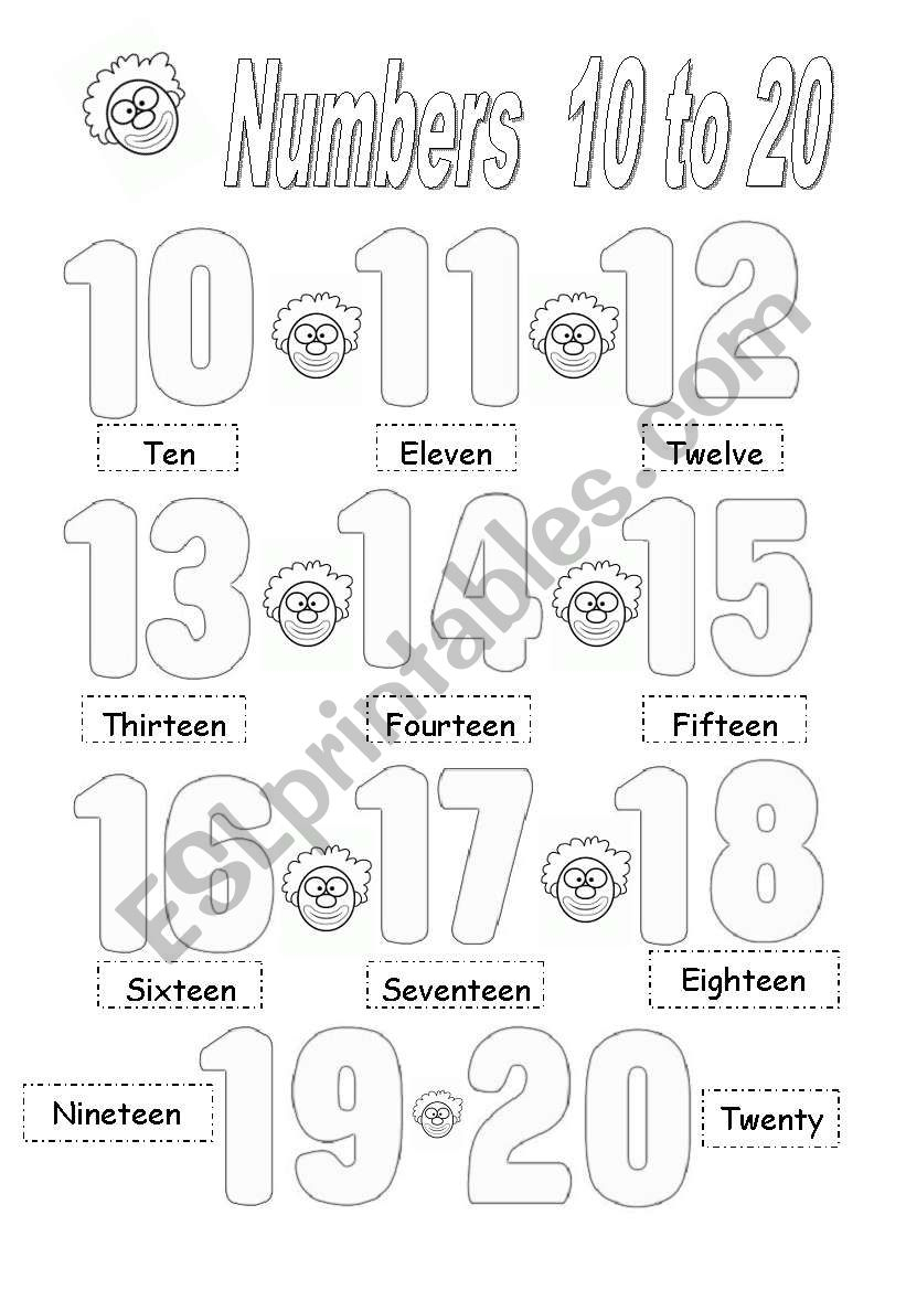 Numbers 10 To 20 ESL Worksheet By Brenes Cyn Numbers 10 To 20 ESL Worksheet By Brenes cyn