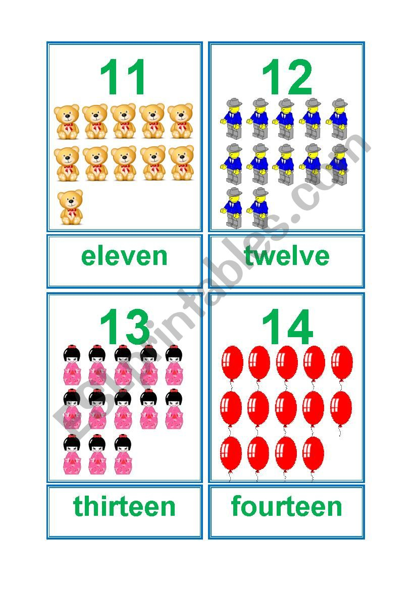 Numbers 11 20 Flashcards ESL Worksheet By Limeth