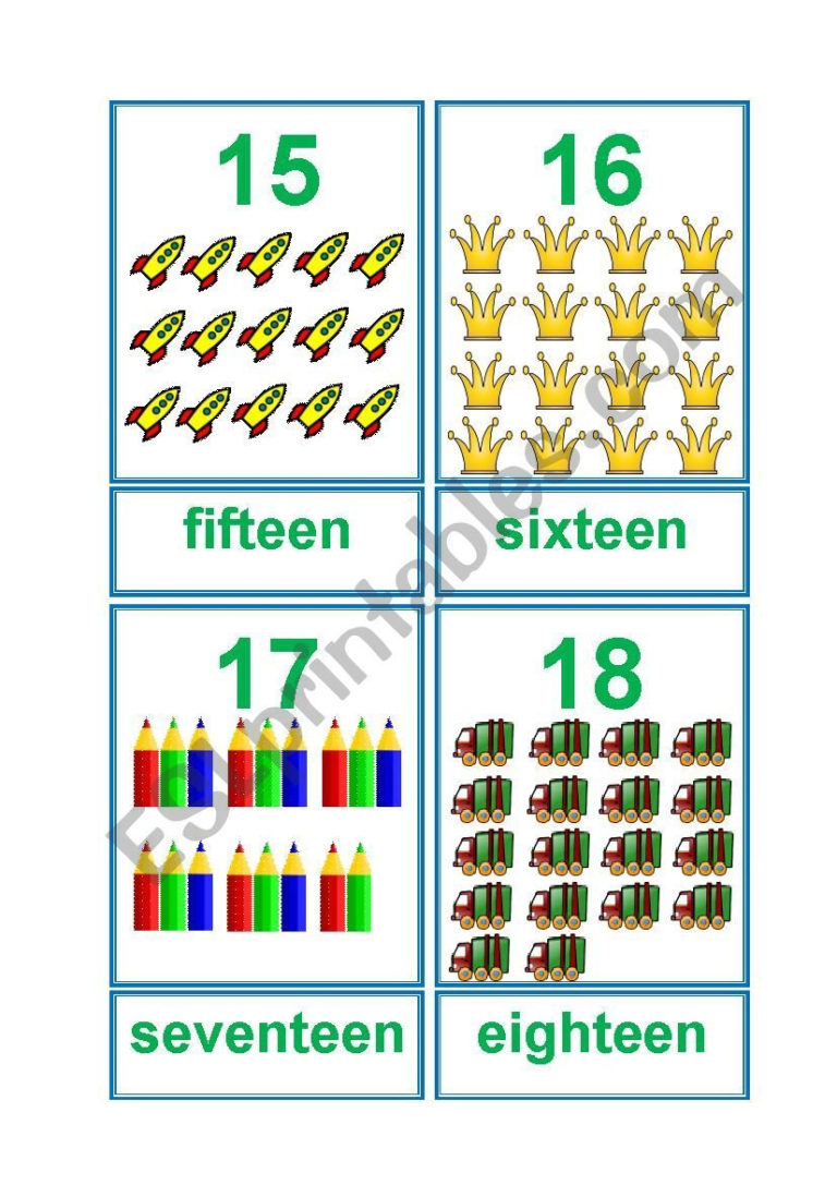 Numbers 11 20 Flashcards Worksheet Flashcards