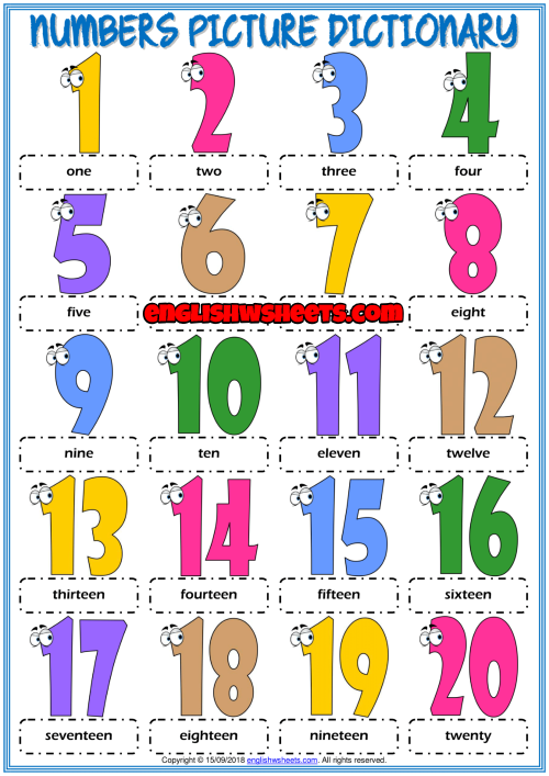 Numbers Vocabulary ESL Printable Picture Dictionary For Kids Numbers Vocabulary ESL Printable Picture Dictionary For Kids