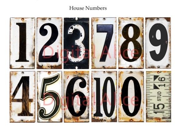Old VINTAGE METAL NUMBERS Industrial House Numbers Instant