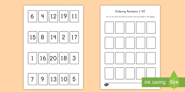 Ordering Numbers Game 1 20 Worksheet Activity Sheet Order