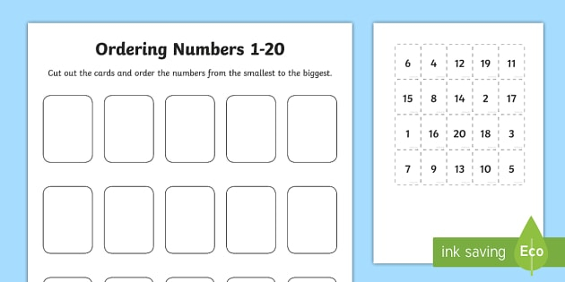 Ordering Numbers Game 1 To 20