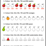 Ordinal Number Worksheet Color The Objects Corresponding