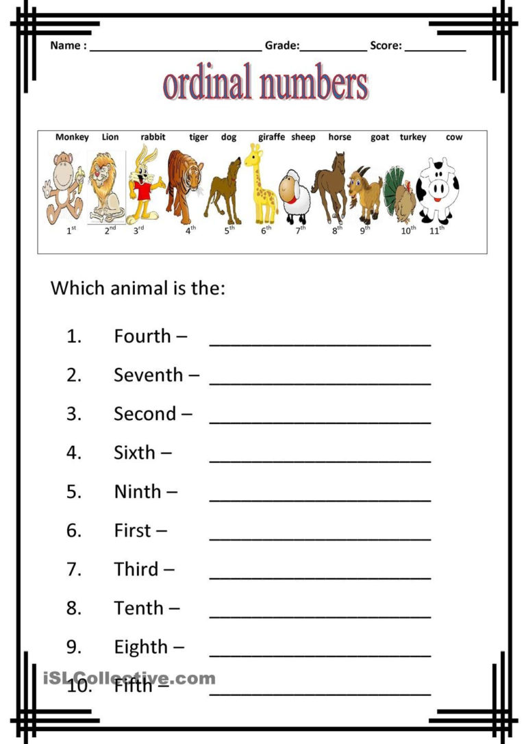 Ordinal Numbers 1 10 Worksheets NumbersWorksheet