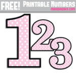 Pink Polkadot With Black Edge Printable Numbers 0 9