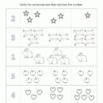 Preschool Math Worksheets Matching To 5