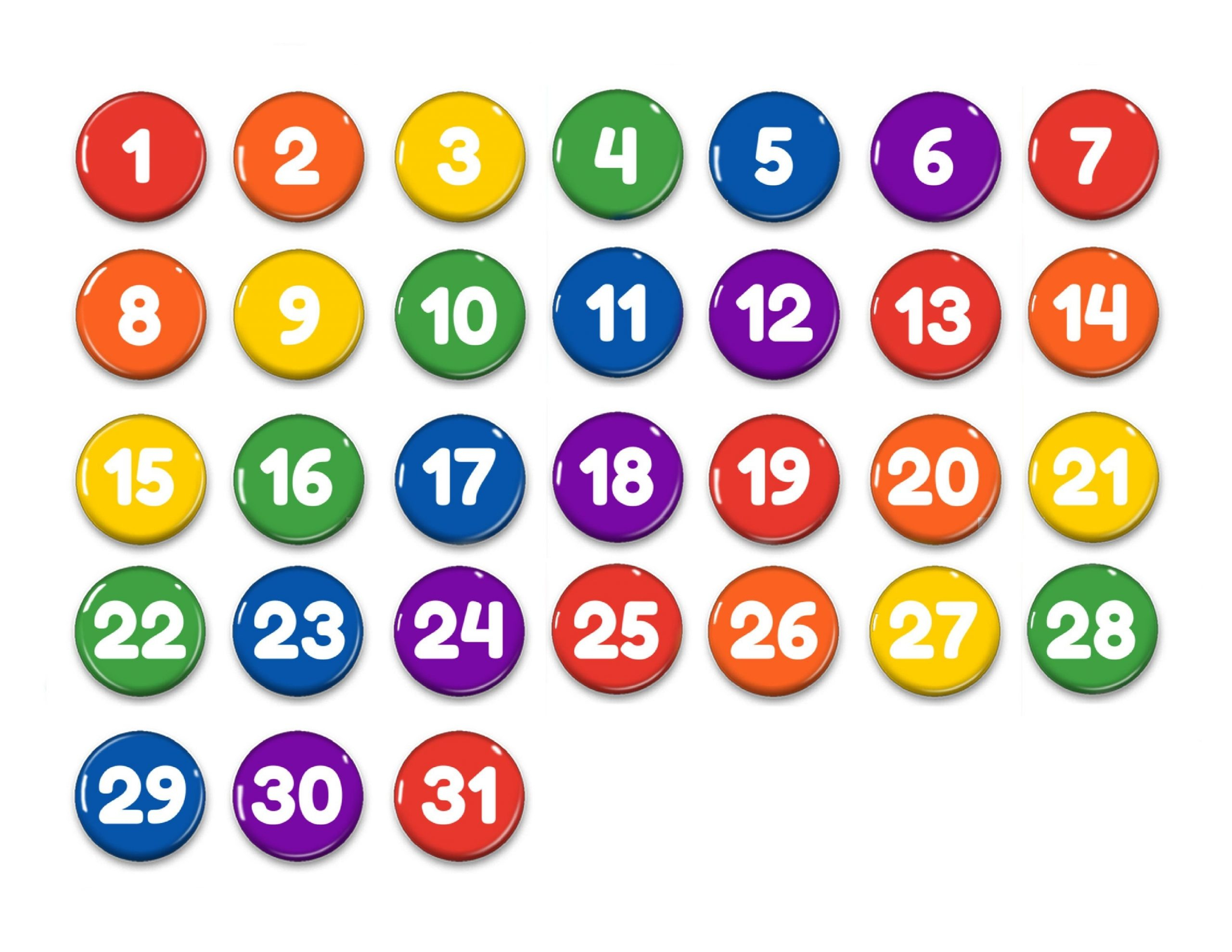 Preschool Numbers 1 31 Best Calendar Example