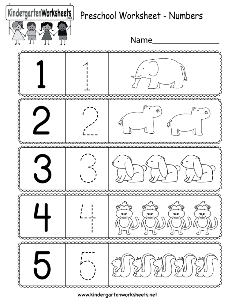 Preschool Worksheet Using Numbers Free Kindergarten Math