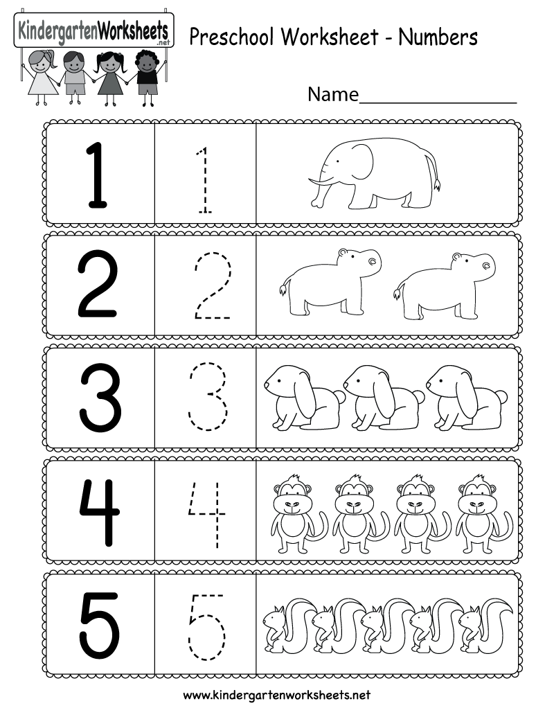 Preschool Worksheet Using Numbers Free Kindergarten Math 