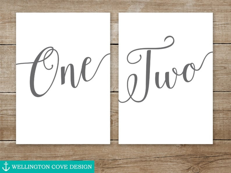 Printable Calligraphy Table Numbers 1 50 Wedding Instant 