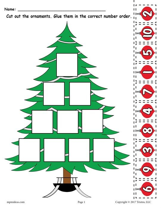 Printable Christmas Tree Ordering Numbers Worksheet Printable Christmas Tree Ordering Numbers Worksheet