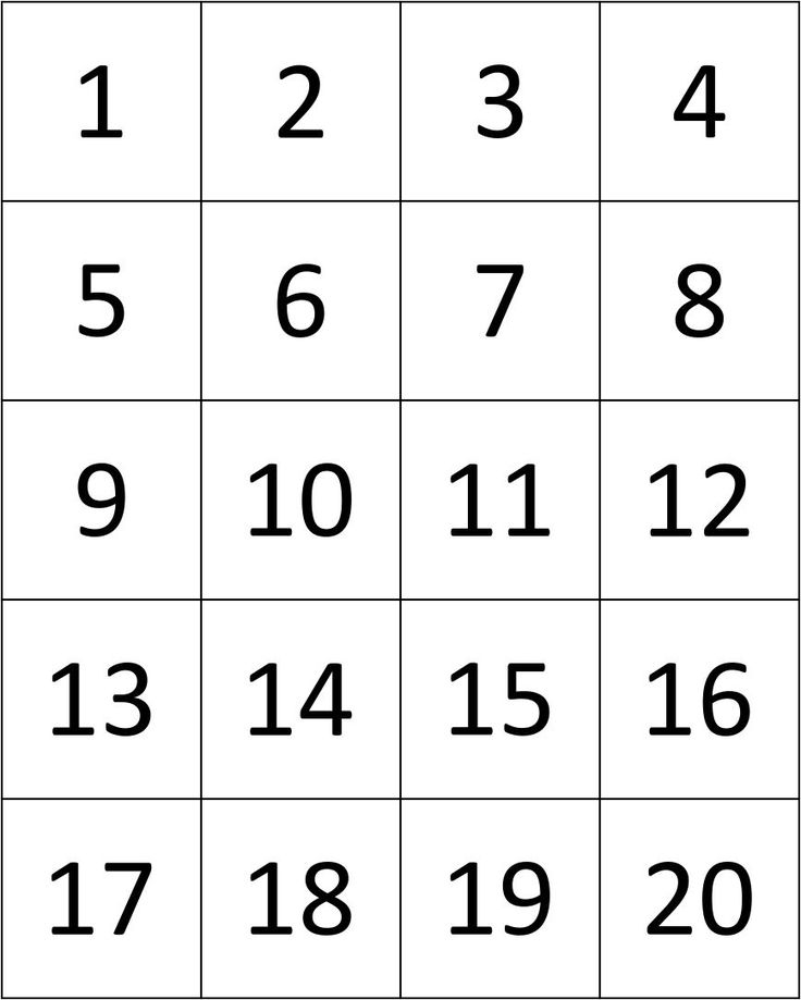 Printable Number Cards 1 20 Printable Numbers Number 