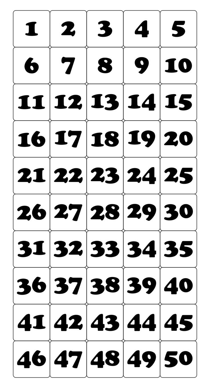 Printable Number Cards 1 50 Printable Numbers Number 