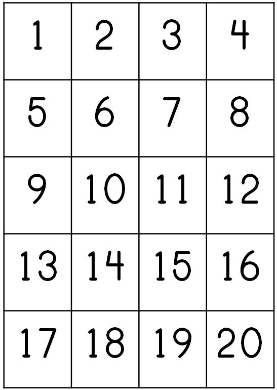 Printable Number Chart 1 20 Activity Shelter Printable Number Chart 1 20 Activity Shelter