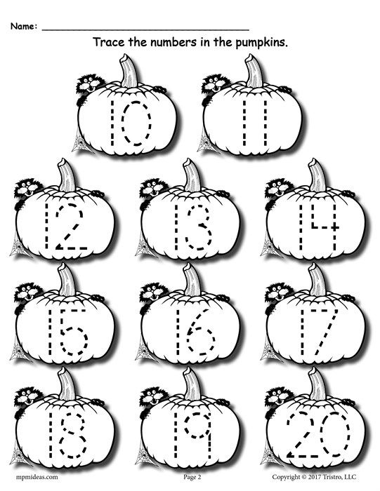 Printable Pumpkin Number Tracing Worksheets 1 20 