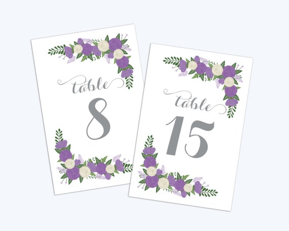 PRINTABLE Wedding Table Numbers 1 20 Purple Table Numbers PRINTABLE Wedding Table Numbers 1 20 Purple Table Numbers