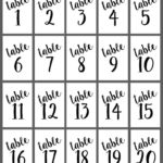 Printable Wedding Table Numbers Table Numbers 1 20 Size
