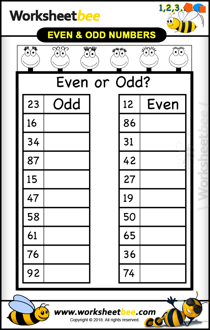 Printable Worksheet For Kids Even And Odd Numbers4 