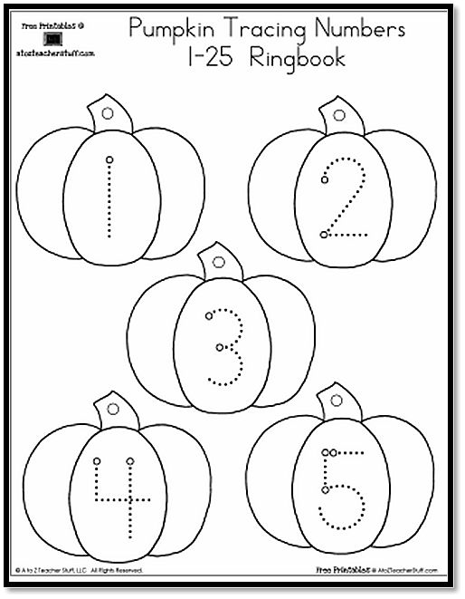Pumpkin Number Tracing 1 25 A To Z Teacher Stuff 