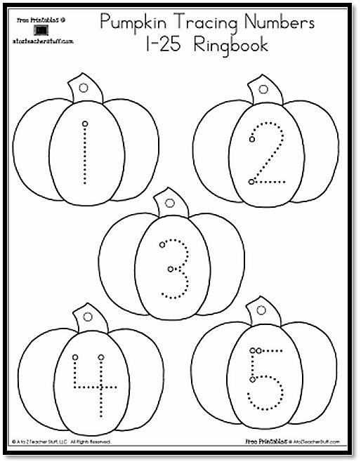 Pumpkin Number Tracing 1 25 A To Z Teacher Stuff