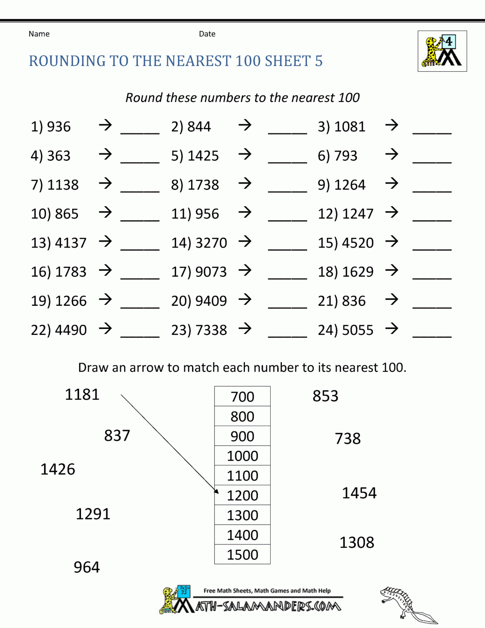 Rounding Numbers Worksheets To The Nearest 100 Rounding Numbers Worksheets To The Nearest 100