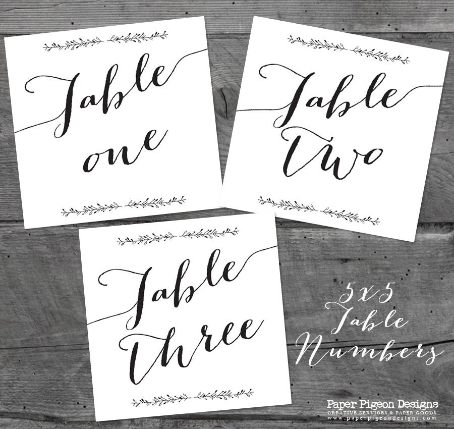 Rustic Calligraphy Table Numbers Printable Table Numbers
