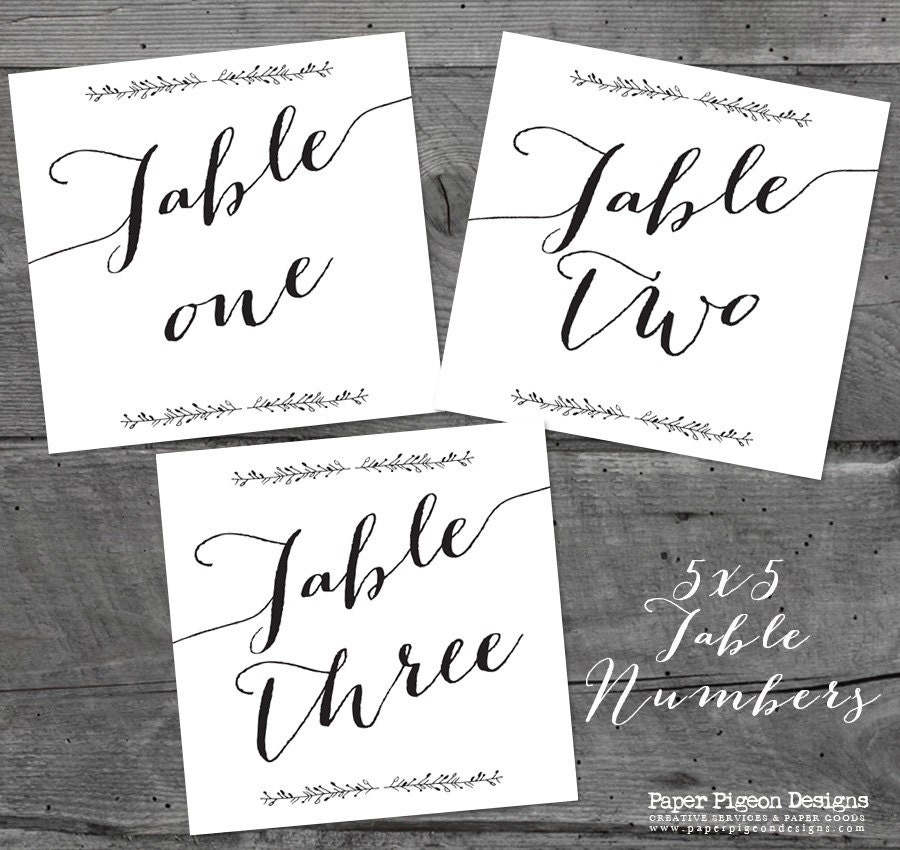 Rustic Calligraphy Table Numbers Printable Table Numbers Rustic Calligraphy Table Numbers Printable Table Numbers