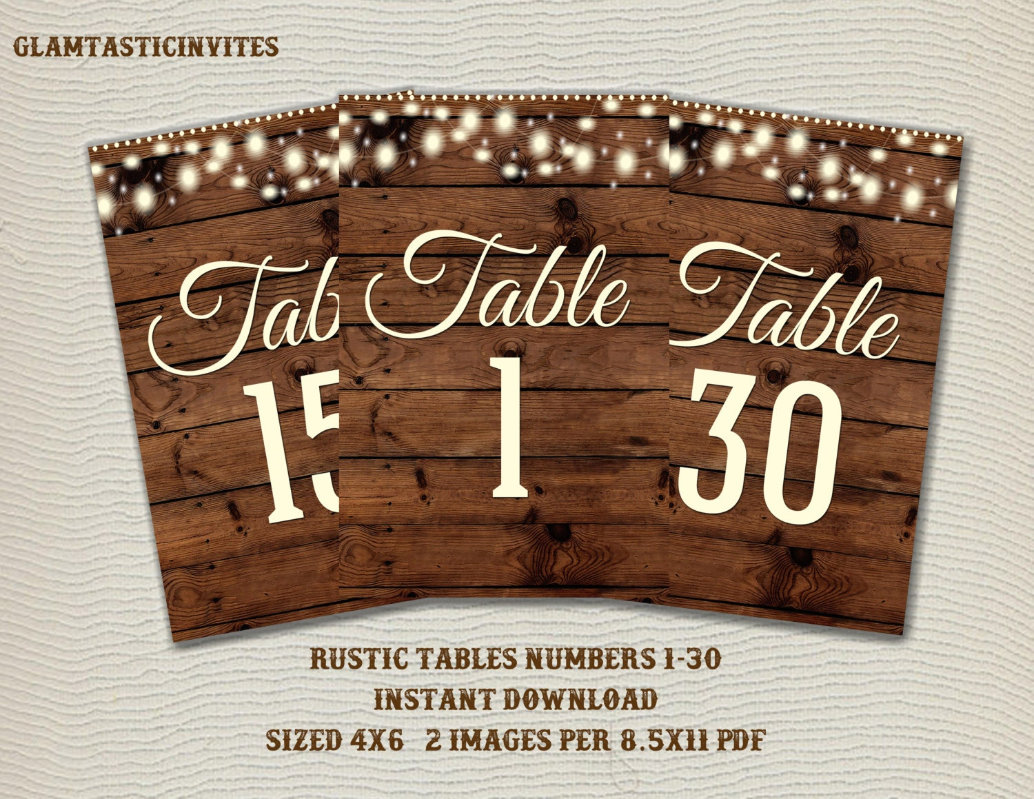 Rustic Table Numbers Printable Table Numbers Wedding Table