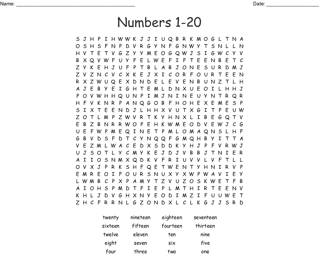 Spanish Numbers Word Search Printable Word Search Printable