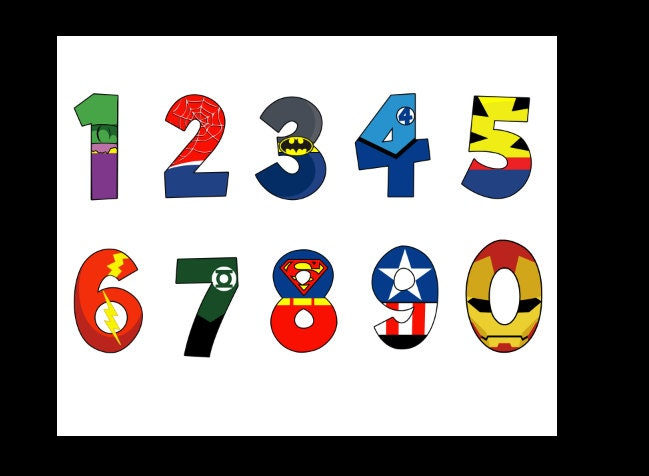 Superhero Bulletin Board Numbers 0 9 Digital Download