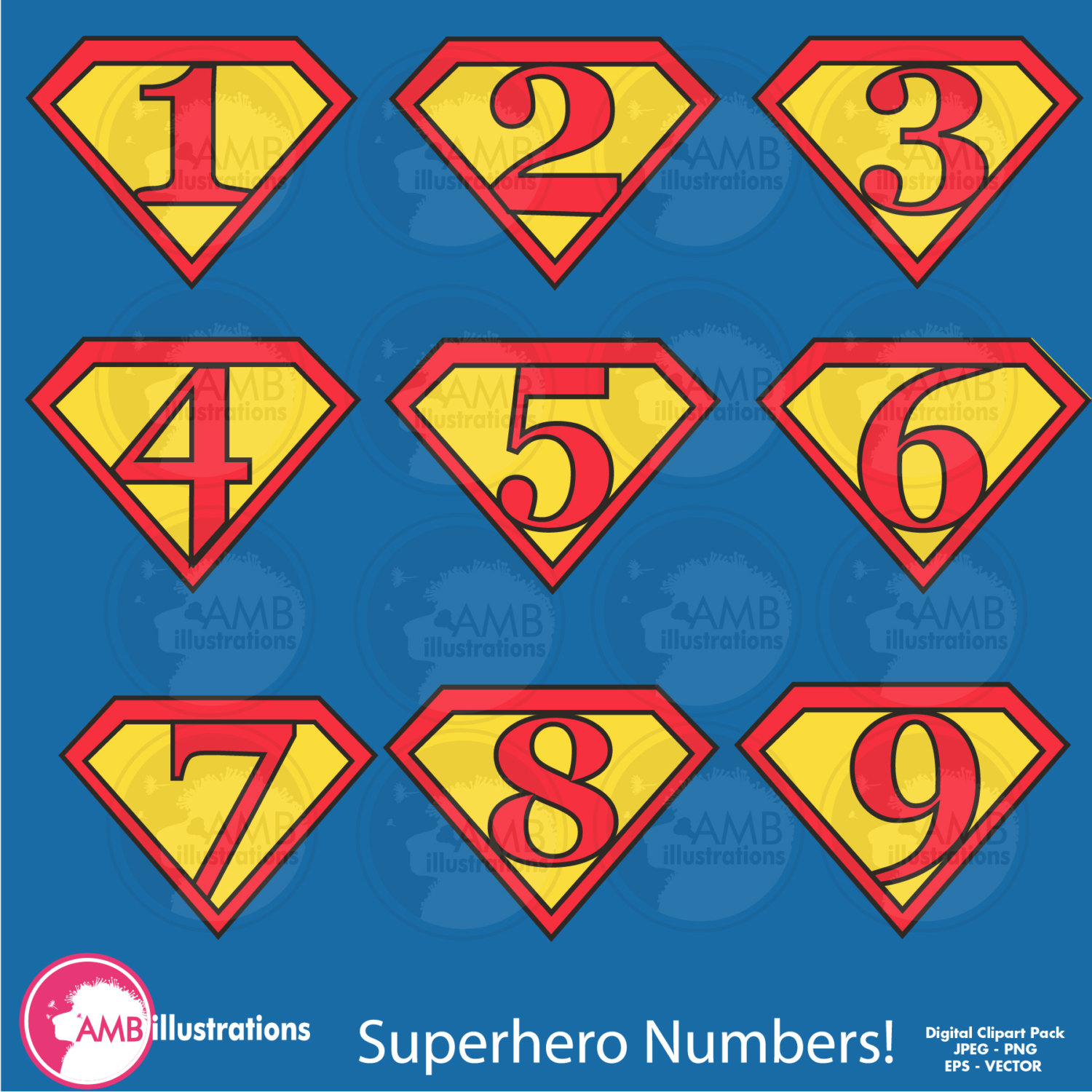 Superhero Numbers And Symbols AMBillustrations Superhero Numbers And Symbols AMBillustrations
