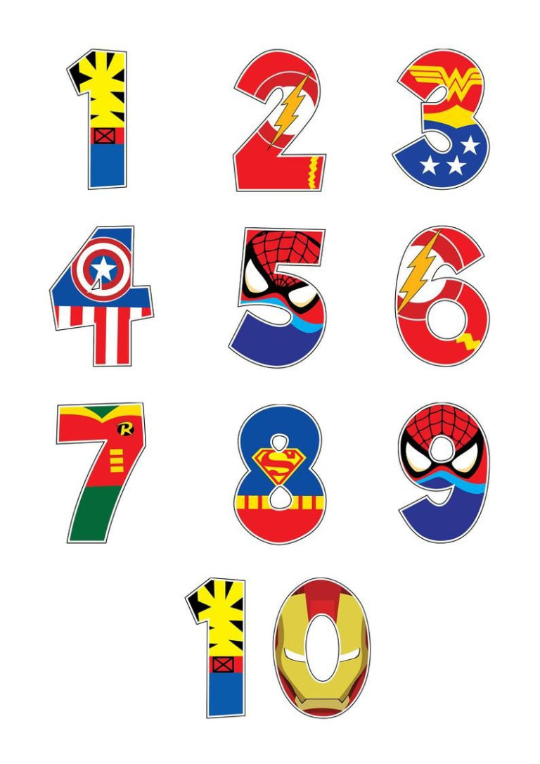 Superhero Numbers Poster Number Prints For Nursery Decor