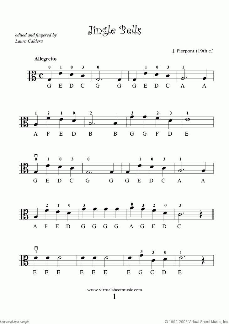 Very Easy Christmas Viola Sheet Music Songs Printable PDF 