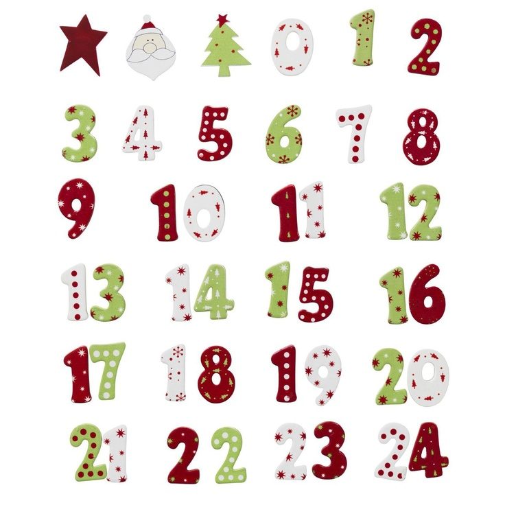 Wood Calendar Numbers 1 24 Kit Kreativitet Papper